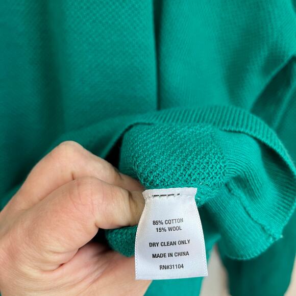 Crown & Ivy XXL Green Sweater Soft Cotton Wool Blend Preppy Cozy Classic - Picture 7 of 7